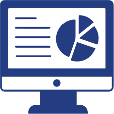 monitor showing pie chart and writing
