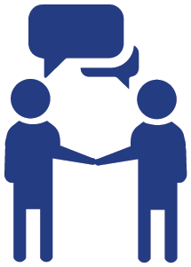 handshake and speech bubbles