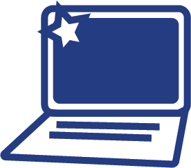 laptop with star in top left corner