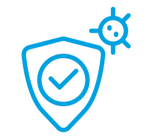 a shield with a tick in logo